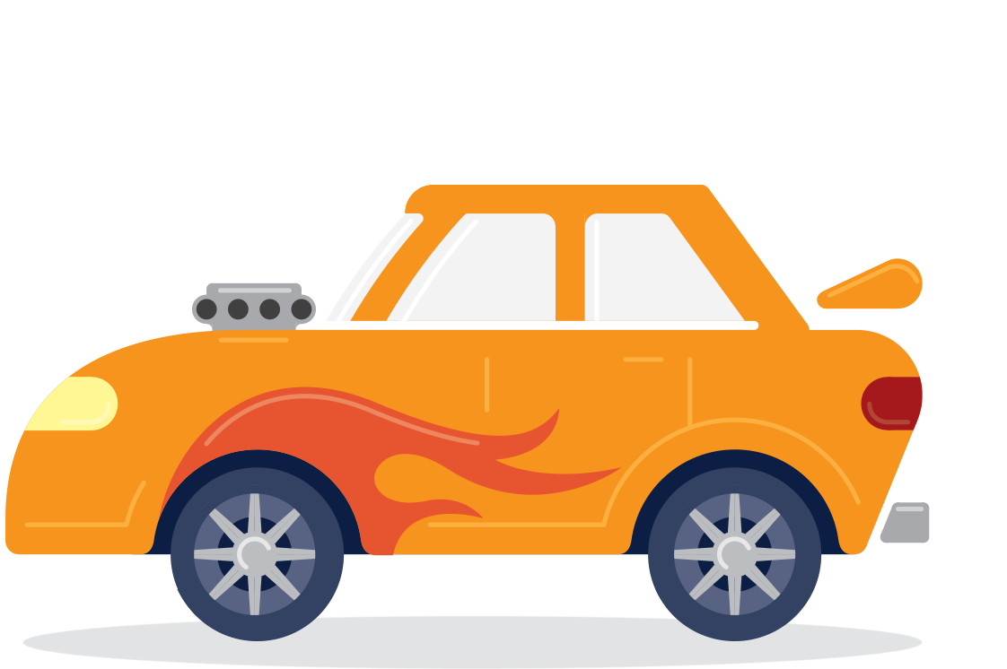 An orange car pictured on the car loans page.